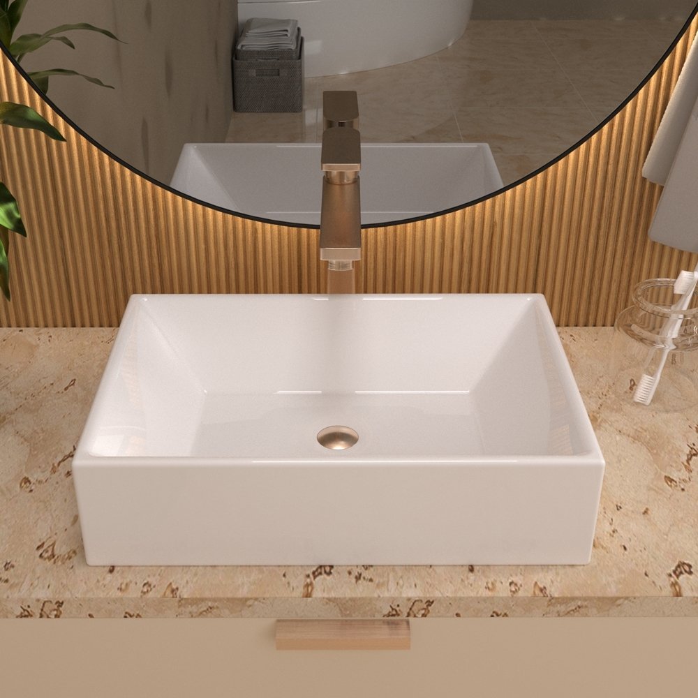 Cuba Pia Sobrepor Banheiro Lavabo Retangular Torino Branco - 3