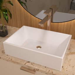 Cuba Pia Sobrepor Banheiro Lavabo Retangular Torino Branco - 1