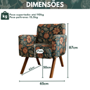 Ver imagem 5 de Poltrona Decorativa Florida/estampada Pé Madeira Maciça Confortável