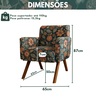 Poltrona Decorativa Florida/estampada Pé Madeira Maciça Confortável - 5