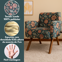 Ver imagem 3 de Poltrona Decorativa Florida/estampada Pé Madeira Maciça Confortável
