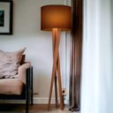 Ver imagem 1 de Luminaria Abajur de Chão Decor com Cupula e Pes de Madeira:marrom
