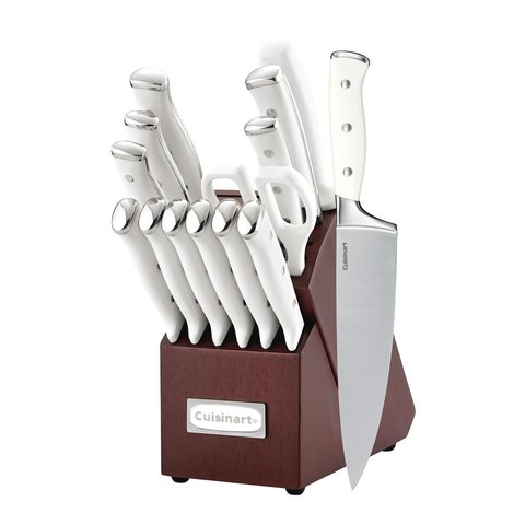Cuisinart Conjunto de Facas 15 Peças com Bloco – Branco/cereja