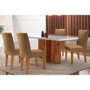 Ver imagem 1 de Conjunto: Mesa de Cozinha Berlim C/ Tampo Madeirado C/ Vidro Canto Curvo 120x80cm e 4 Cadeiras