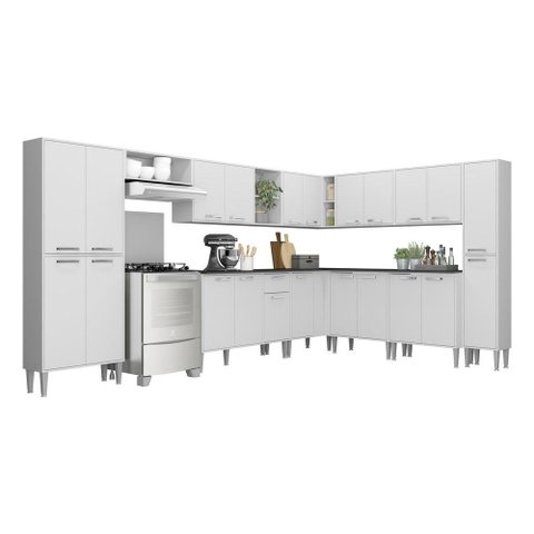 Armário de Cozinha Completa 11 peças Xangai Pop Multimóveis Branco