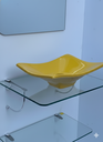 Ver imagem 2 de Kit Cuba Espelho e Prateleira de Vidro para Banheiro 53cm:amarelo
