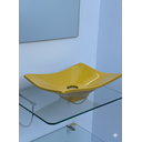 Ver imagem 3 de Kit Cuba Espelho e Prateleira de Vidro para Banheiro 53cm:amarelo