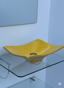 Ver imagem 3 de Kit Cuba Espelho e Prateleira de Vidro para Banheiro 53cm:amarelo