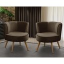 Ver imagem 1 de Kit 2 Poltronas Para Sala Decorativa Isa Suede Marrom Adonai Estofados