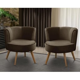 Kit 2 Poltronas Para Sala Decorativa Isa Suede Marrom Adonai Estofados - 1