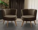 Ver imagem 1 de Kit 2 Poltronas Para Sala Decorativa Isa Suede Marrom Adonai Estofados
