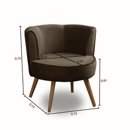 Kit 2 Poltronas Para Sala Decorativa Isa Suede Marrom Adonai Estofados - 3