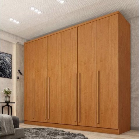 Guarda Roupa Casal MDF 6 Portas 8 Gavetas 270cm Sevila Cinamomo - TCIL Móveis