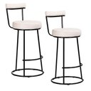 Ver imagem 1 de Kit 2 Banquetas Altas Miami Assento Courino Estrutura Aço Encosto Fixo Branco