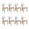 Kit 8 Cadeiras de Jantar Tulipa Estrutura Aço Carbono Laminado Natural com Estofado Linho Cru - 1