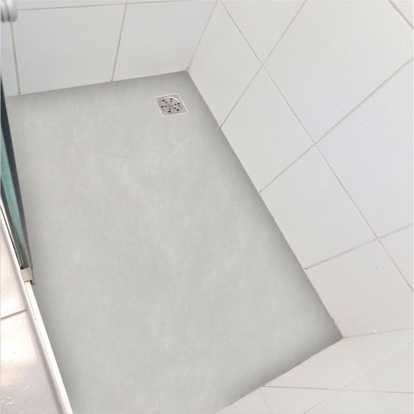 Piso vinil adesivo antiderrapante box banheiro cimento claro - 1,20 x 0,97 metros