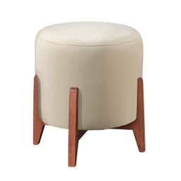 Kit Poltrona e Puff Decorativo Luxo Sala Escritório Dora:bouclé Bege - 2
