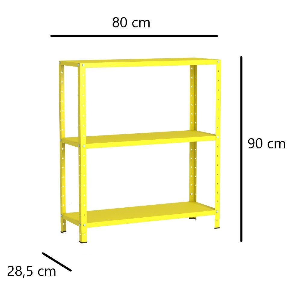 Estante Aço 3 Prateleiras Livros Cozinha Quarto Eaf007 Amarela - 2