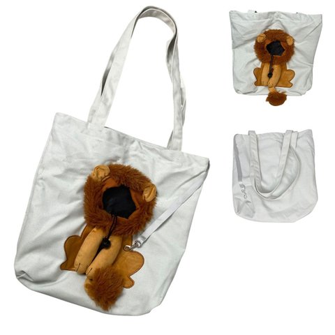 Bolsa Transporte Cao Gato Pet Animal Estimacao Estampa Leao Bag de Ombro Passeio Caminhada Viagem