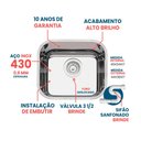 Ver imagem 2 de Cuba Pia Numero 0 Cozinha Inox Robust 0,6 40x34x17 + Sifão