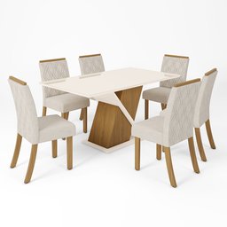 Conjunto Sala de Jantar Tampo MDF/Vidro 6 Cadeiras Helena Espresso Móveis - 2
