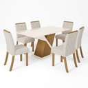 Ver imagem 2 de Conjunto Sala de Jantar Tampo MDF/Vidro 6 Cadeiras Helena Espresso Móveis