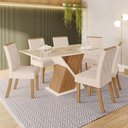 Ver imagem 1 de Conjunto Sala de Jantar Tampo MDF/Vidro 6 Cadeiras Helena Espresso Móveis