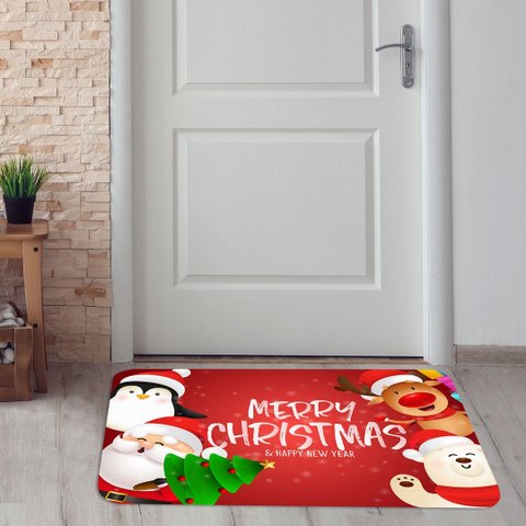 Natal - Tapete Entrada de Porta Capacho Emborrachado Moderno