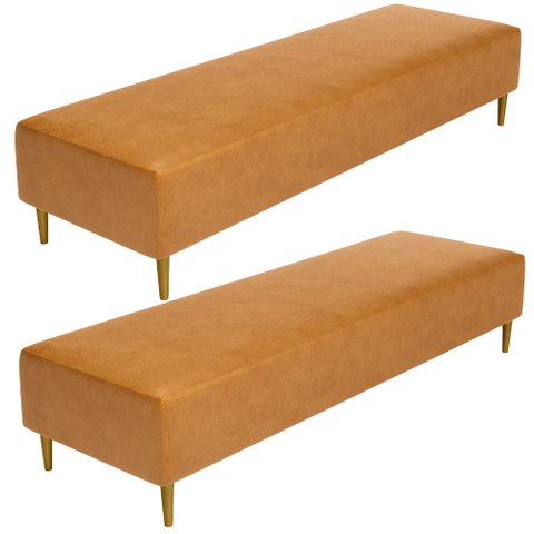 Kit 02 Puffs Decorativo Sala de Estar Bali W01 Pés Palito 170x60cm Couríssimo Whisky - Lyam Decor