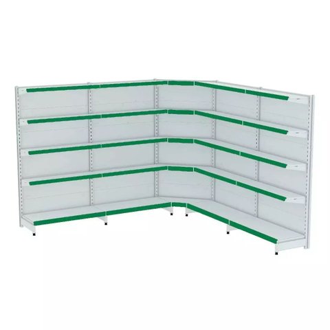Gondola Parede 202 Fit Ate 4 Metros 1 Canto Branco 25b Pe Verde