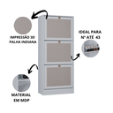 Ver imagem 4 de Kit 2 Sapateiras Multiuso Tropital com 3 Portas - 1 Branco e 1 Carvalho - Poquema