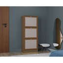 Ver imagem 3 de Kit 2 Sapateiras Multiuso Tropital com 3 Portas - 1 Branco e 1 Carvalho - Poquema