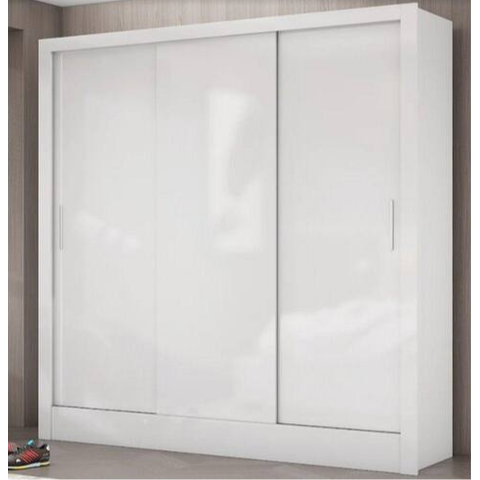 Guarda Roupa Solteiro 3 Portas de Correr 3 Gavetas 179cm Dubai Branco - Carioca Móveis