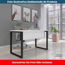 Ver imagem 2 de Mesa Escritório P25 Tub Pandin 120 Cm (larg) Tampo Mdp Branco Pé Aço Tubular Preto
