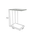 Ver imagem 2 de Mesa Lateral Industrial Elena de Vidro Base Ferro Off White - Cor: Branco
