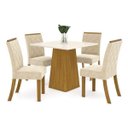 Ver imagem 2 de Conjunto Sala de Jantar 4 Cadeiras Rafaela Espresso Móveis Bege/Nature/Off White/Linho