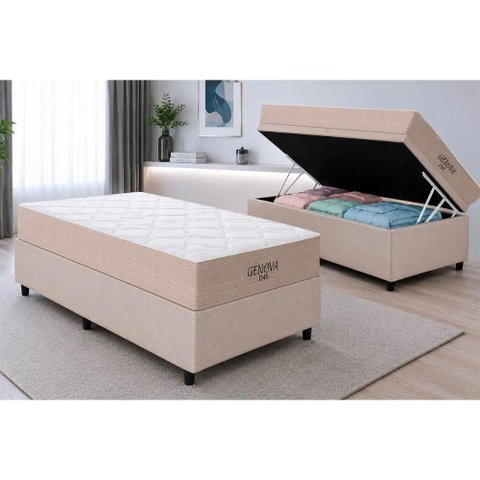 Cama Box Baú Crc Solt +Colchão D45 Genova Orthoflex 88x188