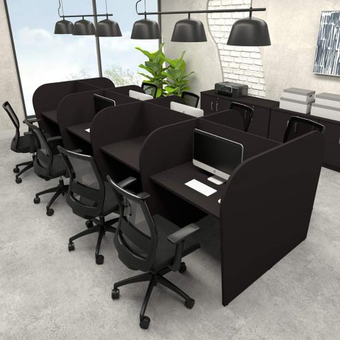 Espaço de Trabalho Escritório para 8 Pessoas 3,72m Pre F5 Cor:preto