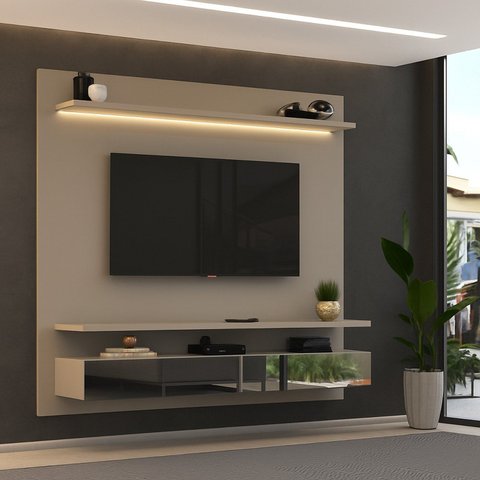 Painel para TV até 65 Polegadas com LED 180cmx165cm 2 Gavetas Espelhadas Bp Yescasa