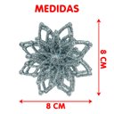 Ver imagem 2 de Pendentes Natalino Enfeite Flores com Gliter Prata Kit 20pçs