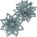 Ver imagem 1 de Pendentes Natalino Enfeite Flores com Gliter Prata Kit 20pçs