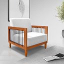 Ver imagem 2 de Kit 2 Poltronas e Sofá Living 2 Lugares Marilia 1,60m Linho Cinza Base em Madeira Castanho - Pallazi