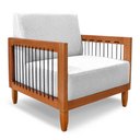 Ver imagem 4 de Kit 2 Poltronas e Sofá Living 2 Lugares Marilia 1,60m Linho Cinza Base em Madeira Castanho - Pallazi