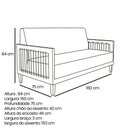 Ver mais imagens de Kit 2 Poltronas e Sofá Living 2 Lugares Marilia 1,60m Linho Cinza Base em Madeira Castanho - Pallazi