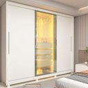 Ver imagem 1 de Guarda-Roupa Casal 3 Portas 1 Porta Reflecta com LED com Pés 100% MDF Royale Branco