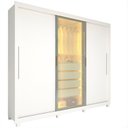 Ver imagem 3 de Guarda-Roupa Casal 3 Portas 1 Porta Reflecta com LED com Pés 100% MDF Royale Branco