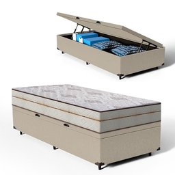 Cama Box Baú com Colchão de Molas Ensacadas Classic Maxx Solteiro 88cm - 5