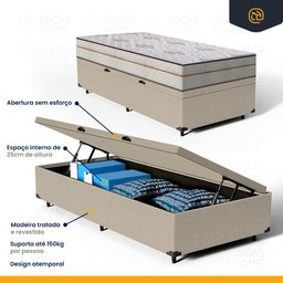 Cama Box Baú com Colchão de Molas Ensacadas Classic Maxx Solteiro 88cm - 4
