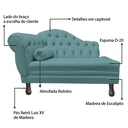 Ver imagem 5 de Recamier Sofá Esquerdo Larissa 120cm Sala Veludo Azul Turquesa - Incasa Decor