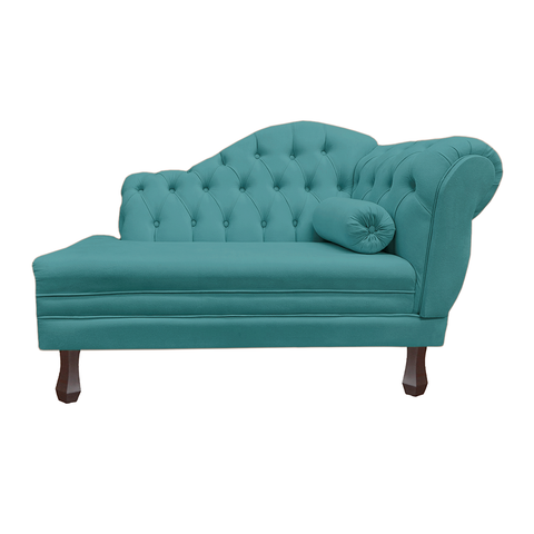 Recamier Sofá Esquerdo Larissa 120cm Sala Veludo Azul Turquesa - Incasa Decor